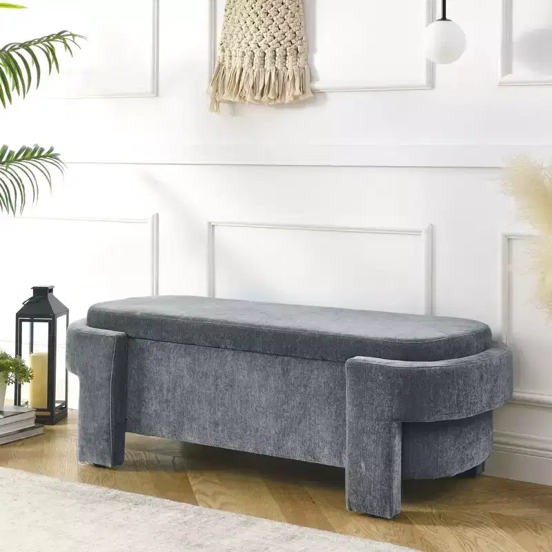 Panca in ciniglia con ampio spazio contenitivo per soggiorno, ingresso, camera da letto, corridoio, appartamento, salotto, pouf imbottito