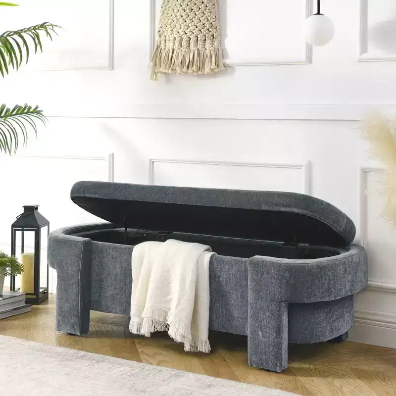 Panca in ciniglia con ampio spazio contenitivo per soggiorno, ingresso, camera da letto, corridoio, appartamento, salotto, pouf imbottito