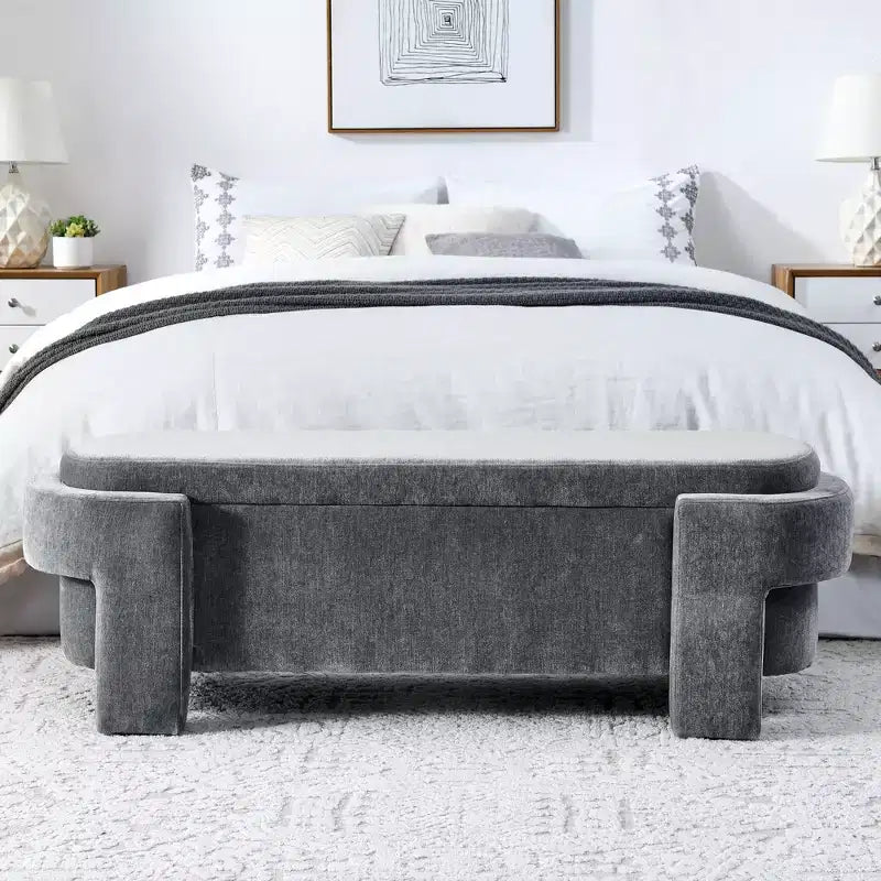 Panca in ciniglia con ampio spazio contenitivo per soggiorno, ingresso, camera da letto, corridoio, appartamento, salotto, pouf imbottito