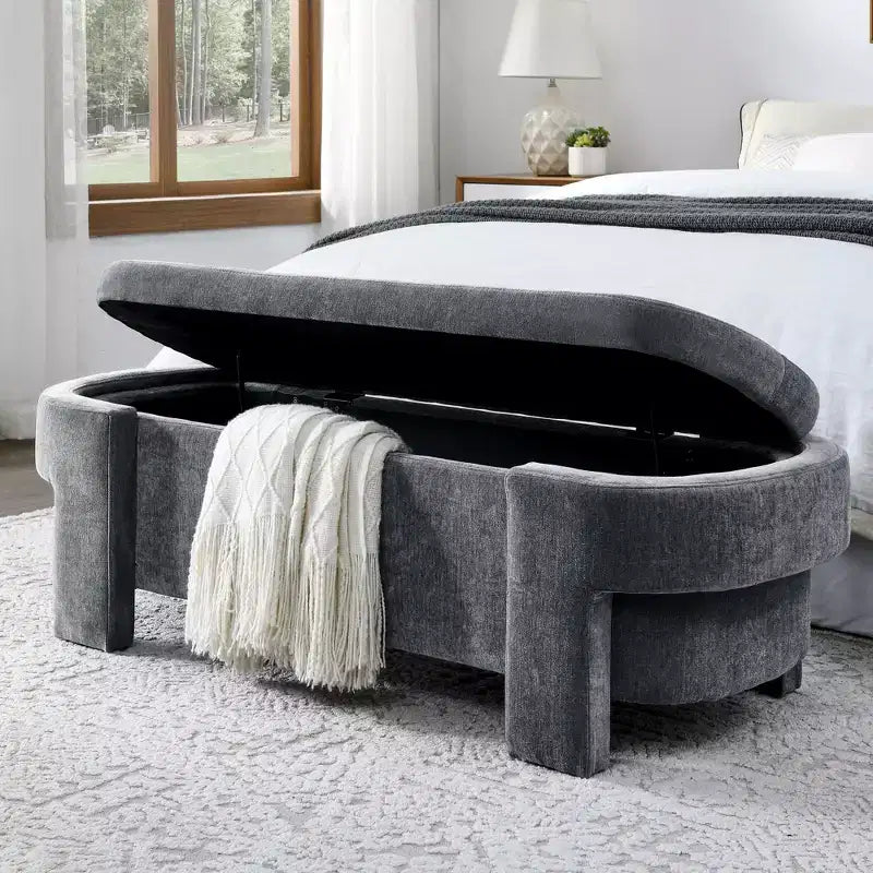 Panca in ciniglia con ampio spazio contenitivo per soggiorno, ingresso, camera da letto, corridoio, appartamento, salotto, pouf imbottito