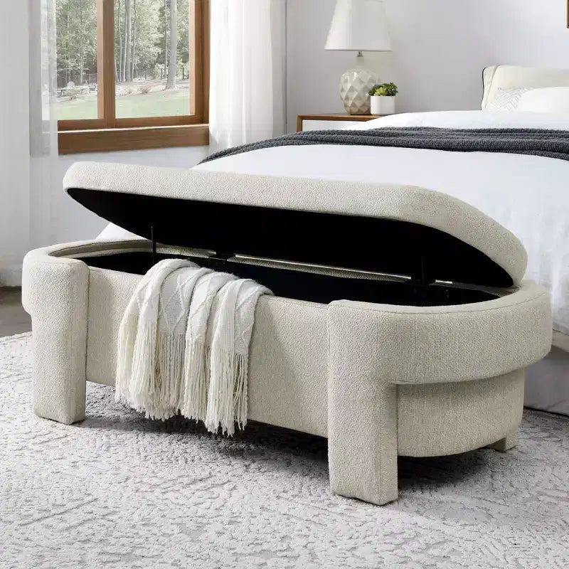 Panca in ciniglia con ampio spazio contenitivo per soggiorno, ingresso, camera da letto, corridoio, appartamento, salotto, pouf imbottito