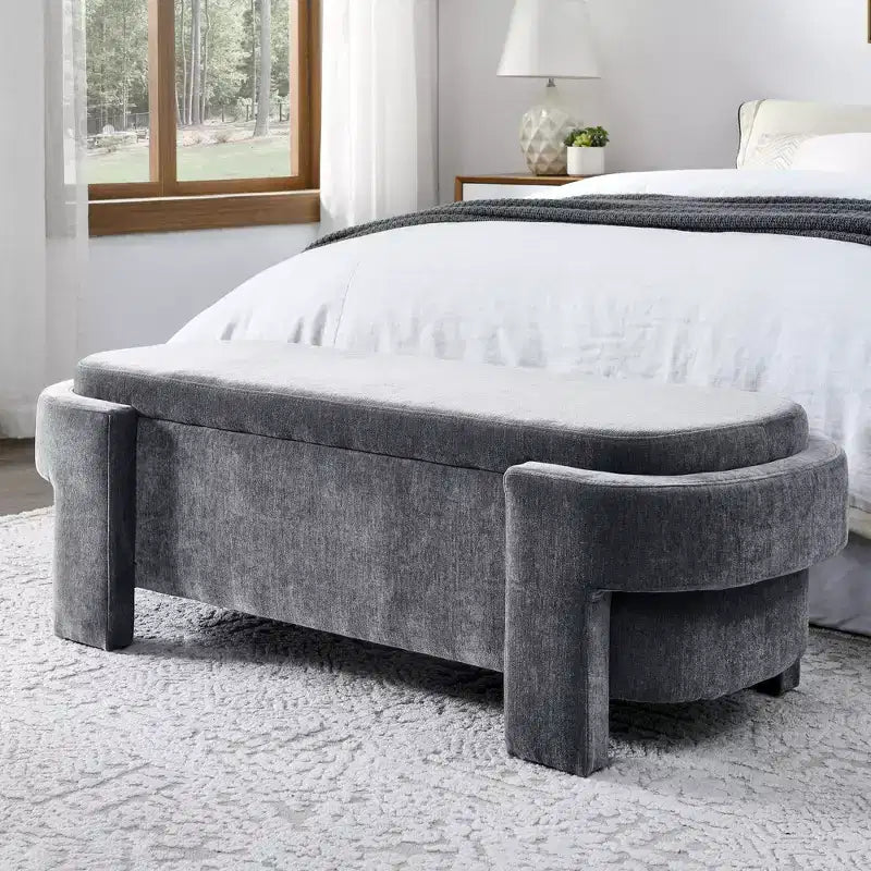 Panca in ciniglia con ampio spazio contenitivo per soggiorno, ingresso, camera da letto, corridoio, appartamento, salotto, pouf imbottito