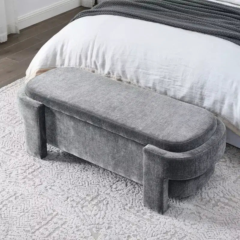 Panca in ciniglia con ampio spazio contenitivo per soggiorno, ingresso, camera da letto, corridoio, appartamento, salotto, pouf imbottito
