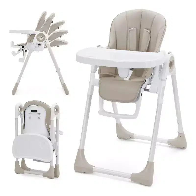 Seggiolone Pieghevole per Neonati e Bambini Piccoli - Imbracatura di Sicurezza a 5 Punti Regolabile, Reclinabile in Diverse Posizioni, Vassoio Rimovibile Facile da Pulire e Design Leggero