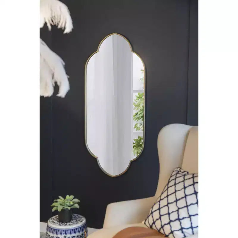 TUYOHW Specchio da Parete Decorativo Moderno con Bordo in Legno, Elegante Specchio da Toilette per Camera da Letto e Soggiorno