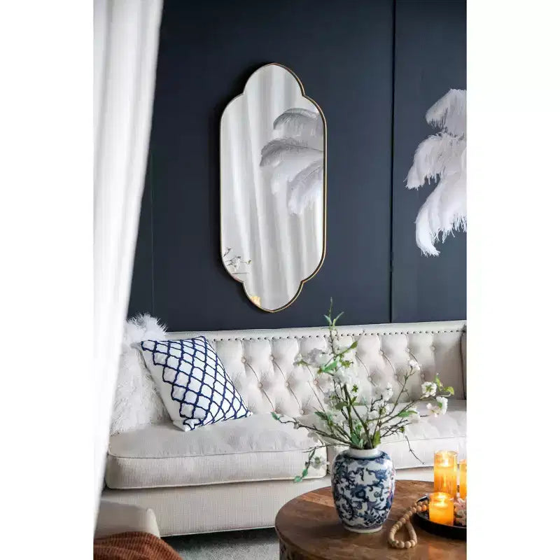 TUYOHW Specchio da Parete Decorativo Moderno con Bordo in Legno, Elegante Specchio da Toilette per Camera da Letto e Soggiorno