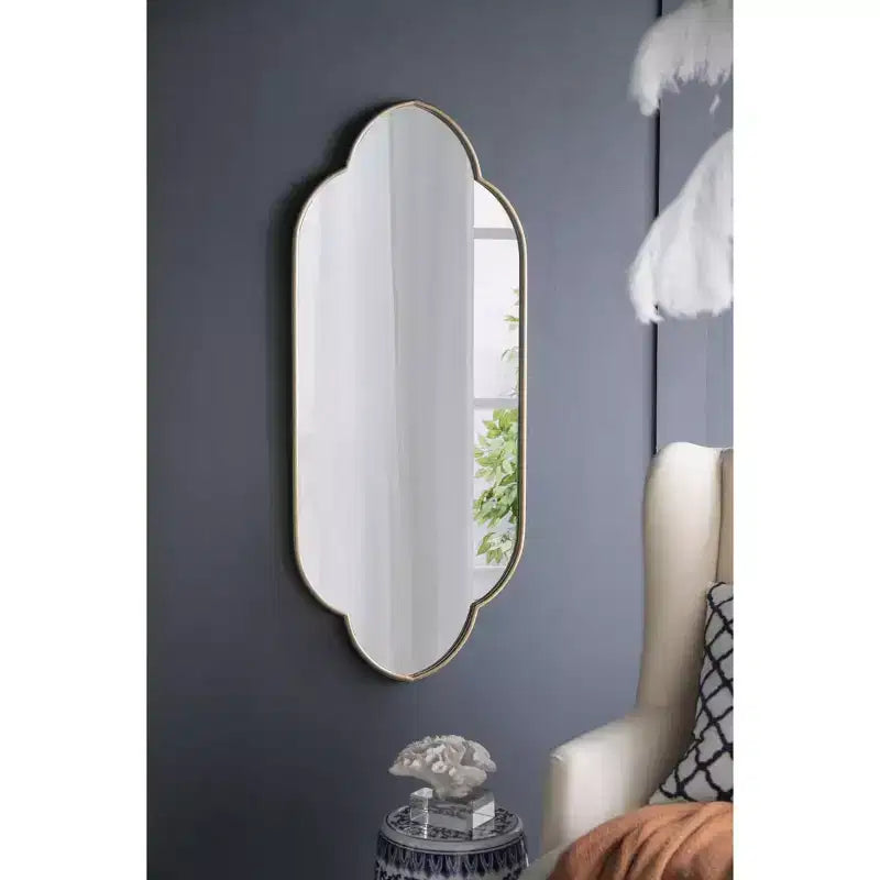 TUYOHW Specchio da Parete Decorativo Moderno con Bordo in Legno, Elegante Specchio da Toilette per Camera da Letto e Soggiorno