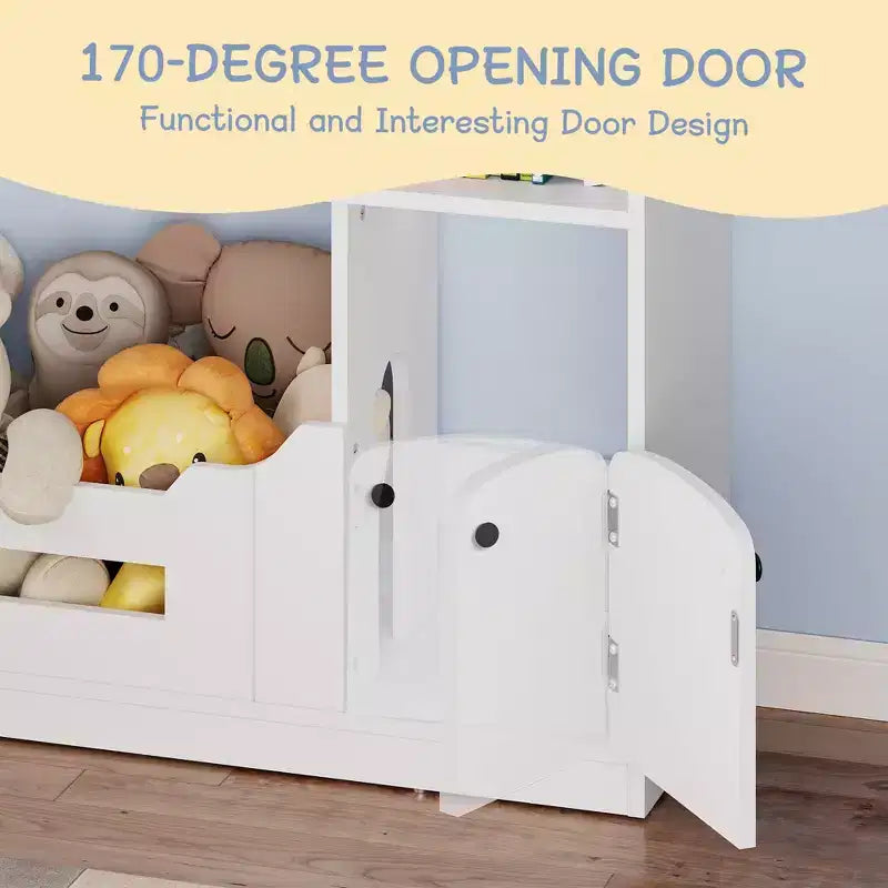 Libreria per bambini, Organizer porta giochi, Libreria in legno per bambini con luce con sensore di movimento, Libreria a casetta delle bambole per camera da letto, aula, asilo nido