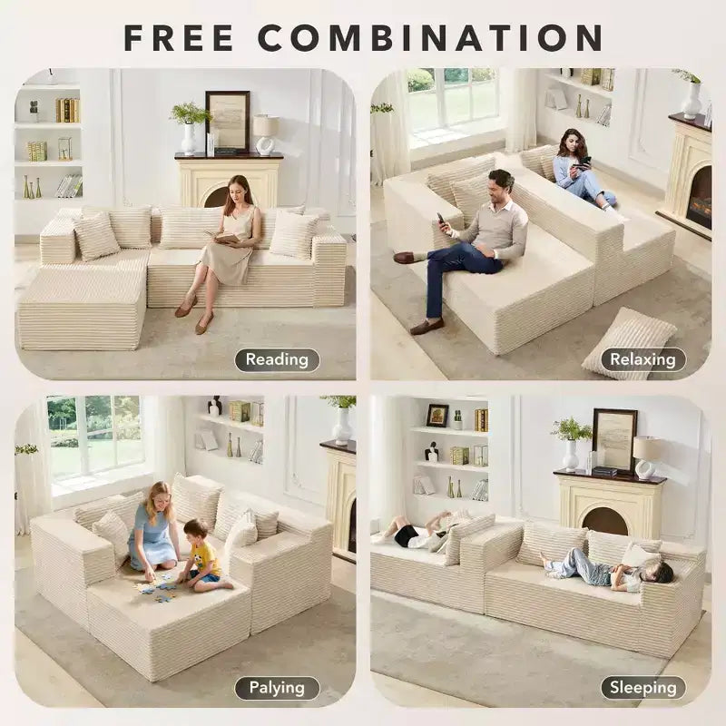Divano Sezionale a L da 106 Pollici, con Chaise Longue, Divano Modulare Moderno Cloud, Divano Sezionale, Mobili Imbottiti con Seduta Profonda, Assemblaggio senza Attrezzi