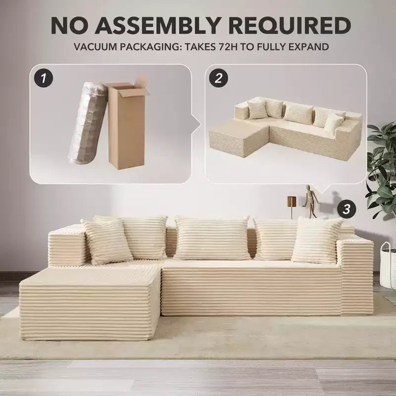 Divano Sezionale a L da 106 Pollici, con Chaise Longue, Divano Modulare Moderno Cloud, Divano Sezionale, Mobili Imbottiti con Seduta Profonda, Assemblaggio senza Attrezzi