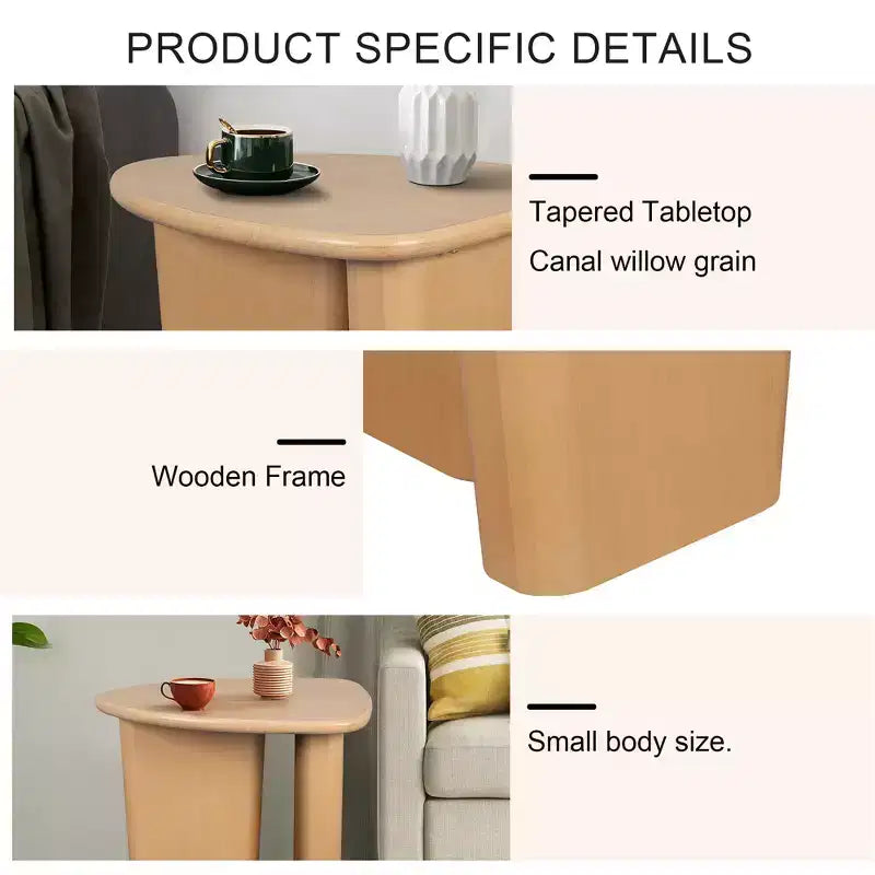 Tavolino finale in legno, tavolino piccolo con piano affusolato, semplice tavolino da caffè per soggiorno, camera da letto, divano, tavolino d'accento per la casa