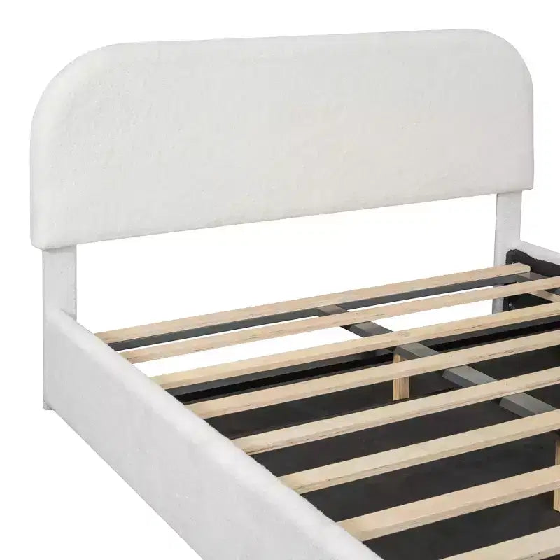 Luxystar Letto matrimoniale imbottito Queen Size con contenitore a sollevamento, bianco