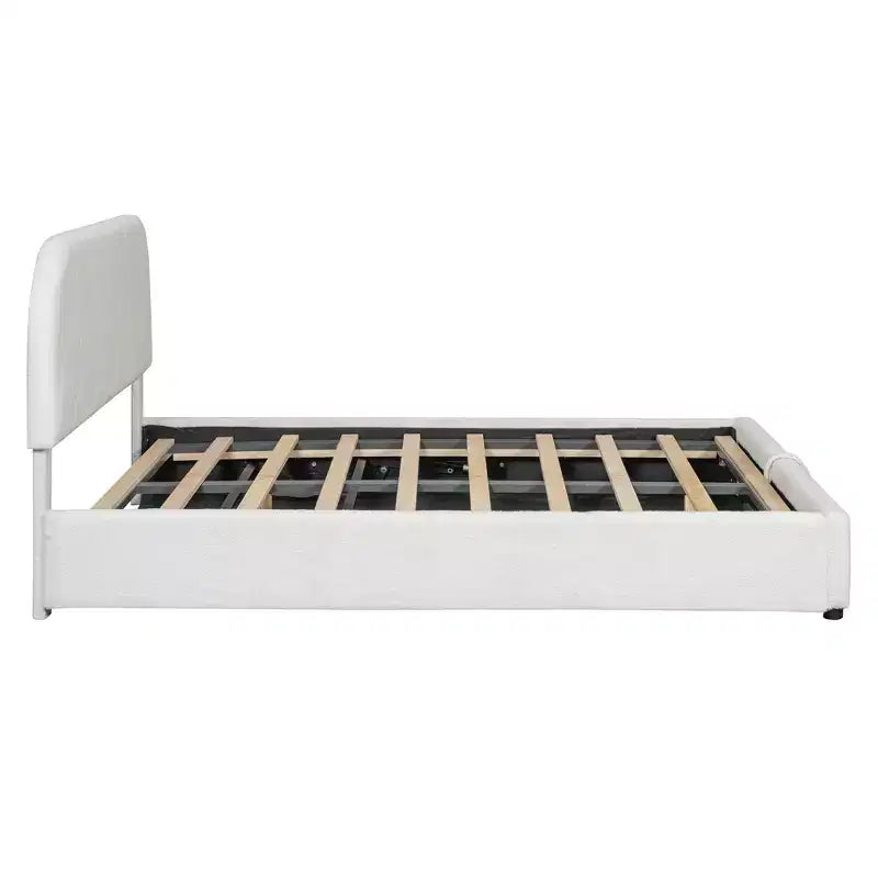 Luxystar Letto matrimoniale imbottito Queen Size con contenitore a sollevamento, bianco
