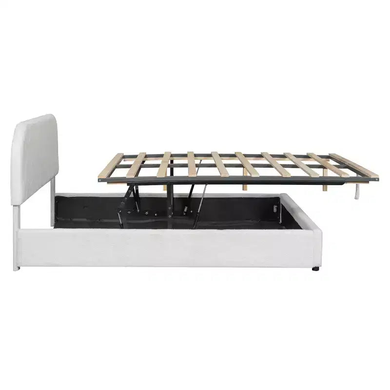 Luxystar Letto matrimoniale imbottito Queen Size con contenitore a sollevamento, bianco