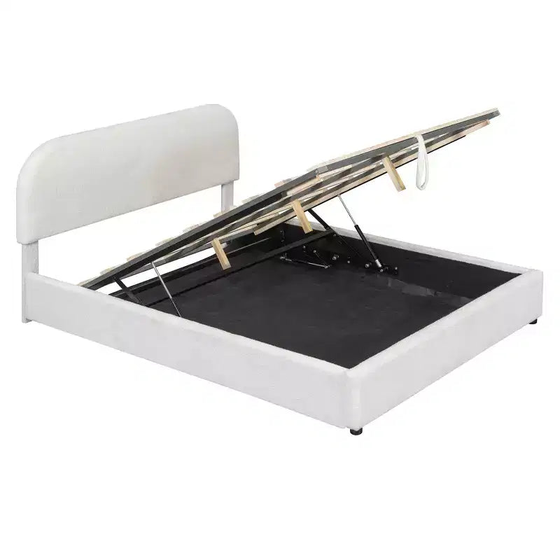 Luxystar Letto matrimoniale imbottito Queen Size con contenitore a sollevamento, bianco