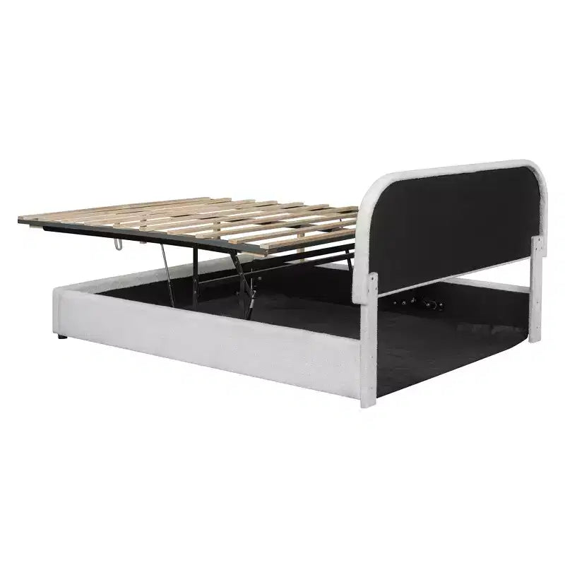 Luxystar Letto matrimoniale imbottito Queen Size con contenitore a sollevamento, bianco