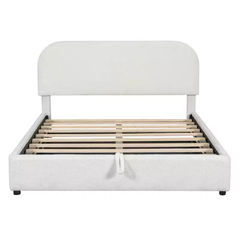 Luxystar Letto matrimoniale imbottito Queen Size con contenitore a sollevamento, bianco