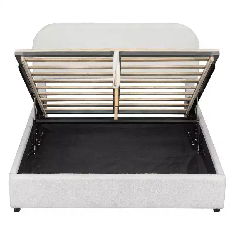 Luxystar Letto matrimoniale imbottito Queen Size con contenitore a sollevamento, bianco