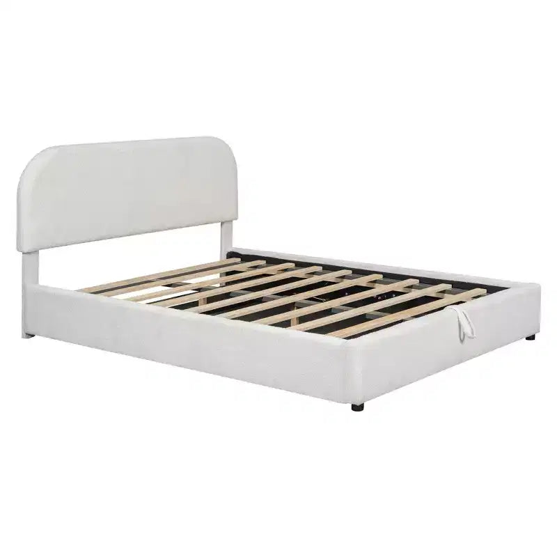 Luxystar Letto matrimoniale imbottito Queen Size con contenitore a sollevamento, bianco