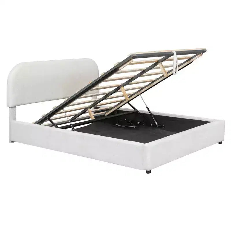 Luxystar Letto matrimoniale imbottito Queen Size con contenitore a sollevamento, bianco