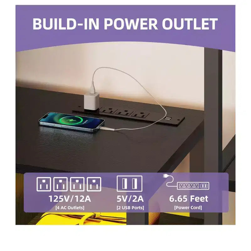 Mobile porta TV per televisori fino a 65 pollici, mobile multimediale a LED con 2 librerie e presa di corrente, mobile porta TV rustico con cassetto in tessuto