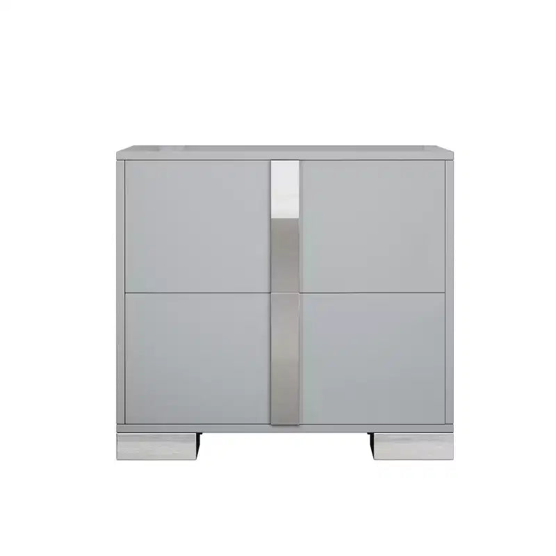 Comodino elegante Whisen, tavolino da notte a specchio con 2 cassetti, base in metallo