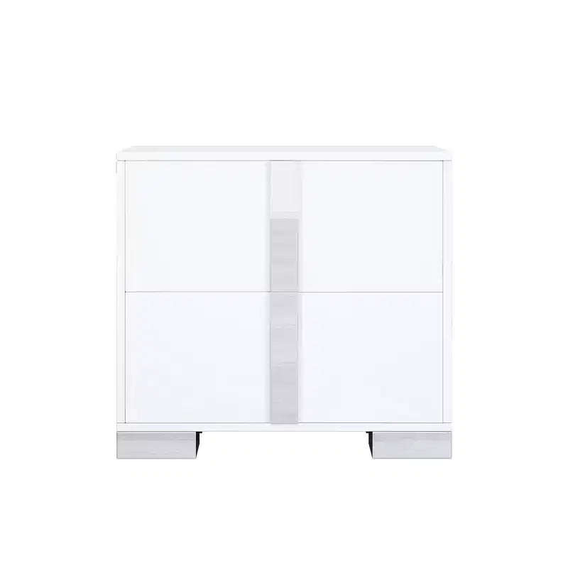 Comodino elegante Whisen, tavolino da notte a specchio con 2 cassetti, base in metallo