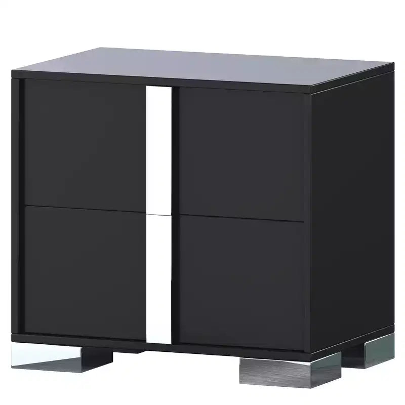 Comodino elegante Whisen, tavolino da notte a specchio con 2 cassetti, base in metallo
