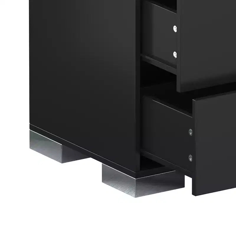 Comodino elegante Whisen, tavolino da notte a specchio con 2 cassetti, base in metallo