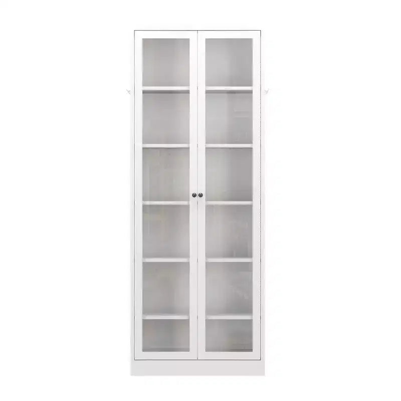 Mobile dispensa da cucina VIYET 72H in metallo pesante, 5 ripiani regolabili + ante in vetro, 80 libbre/ripiano, autoportante per cucina/dispensa/bagno (bianco)
