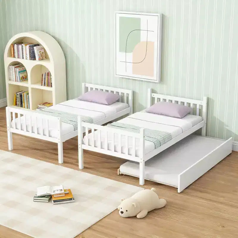 Luxystar Letto a Castello Moderno in Legno con Letto Estraibile, Convertibile in 2 Letti Singoli
