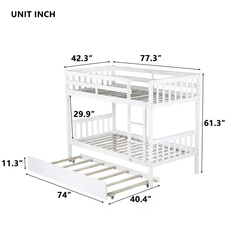 Luxystar Letto a Castello Moderno in Legno con Letto Estraibile, Convertibile in 2 Letti Singoli