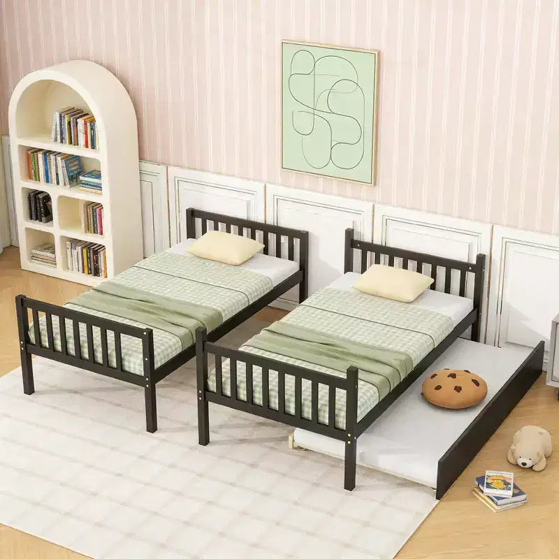 Luxystar Letto a Castello Moderno in Legno con Letto Estraibile, Convertibile in 2 Letti Singoli