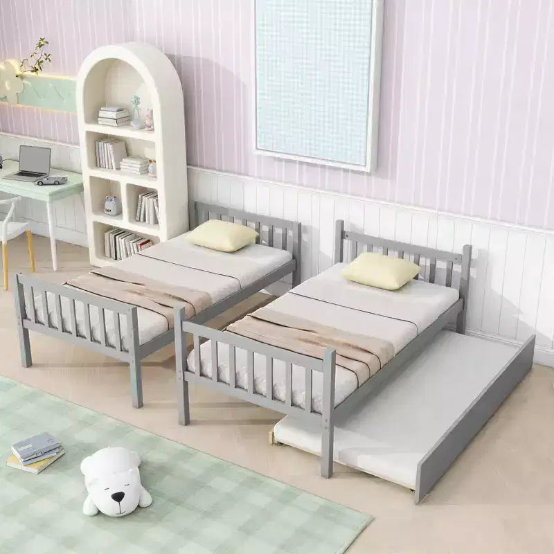 Luxystar Letto a Castello Moderno in Legno con Letto Estraibile, Convertibile in 2 Letti Singoli