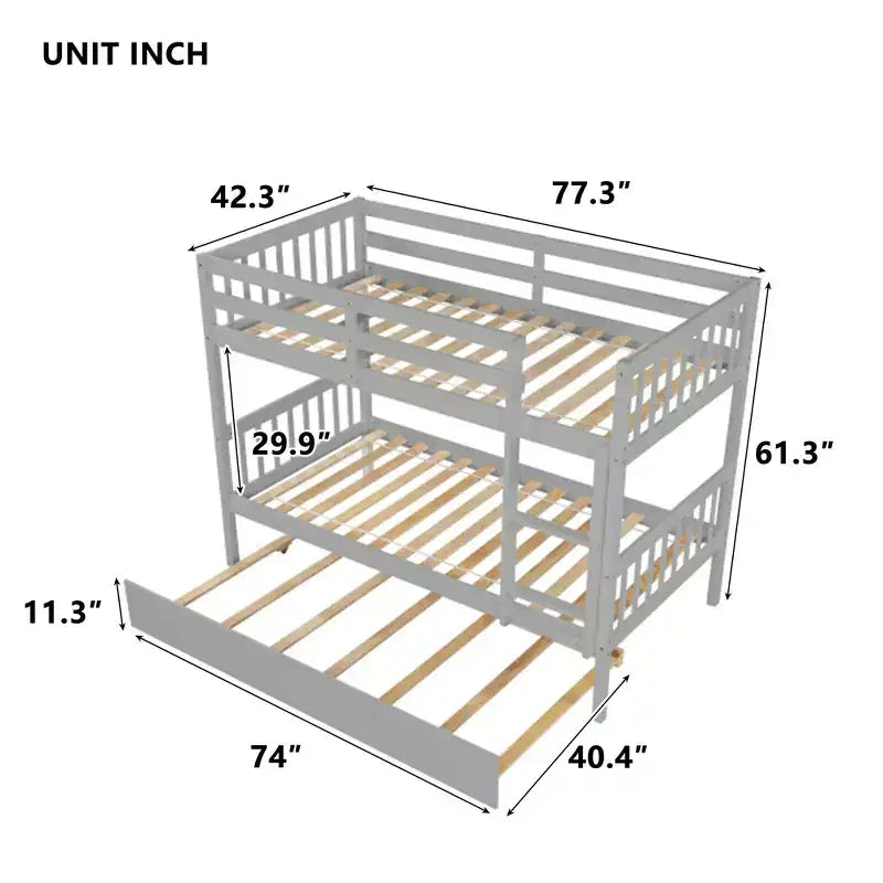 Luxystar Letto a Castello Moderno in Legno con Letto Estraibile, Convertibile in 2 Letti Singoli