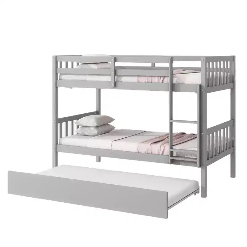 Luxystar Letto a Castello Moderno in Legno con Letto Estraibile, Convertibile in 2 Letti Singoli