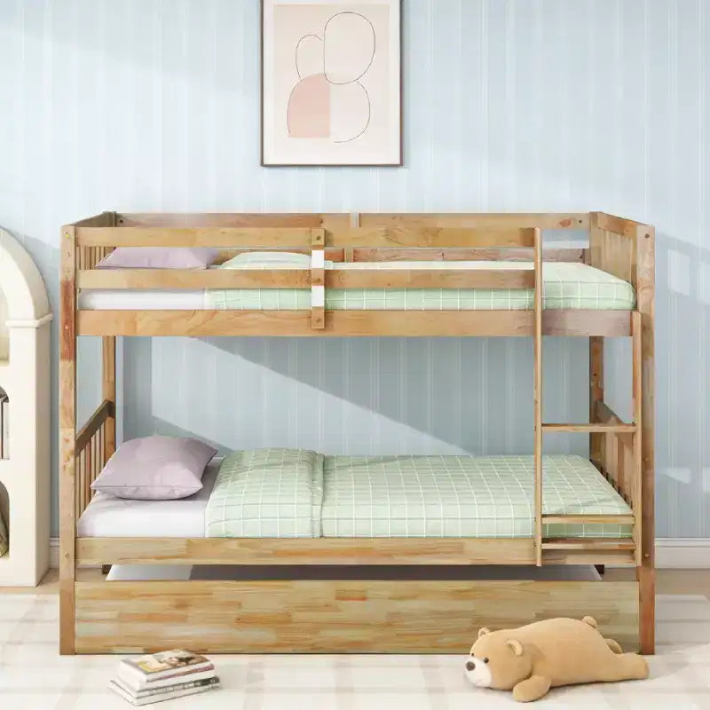 Luxystar Letto a Castello Moderno in Legno con Letto Estraibile, Convertibile in 2 Letti Singoli