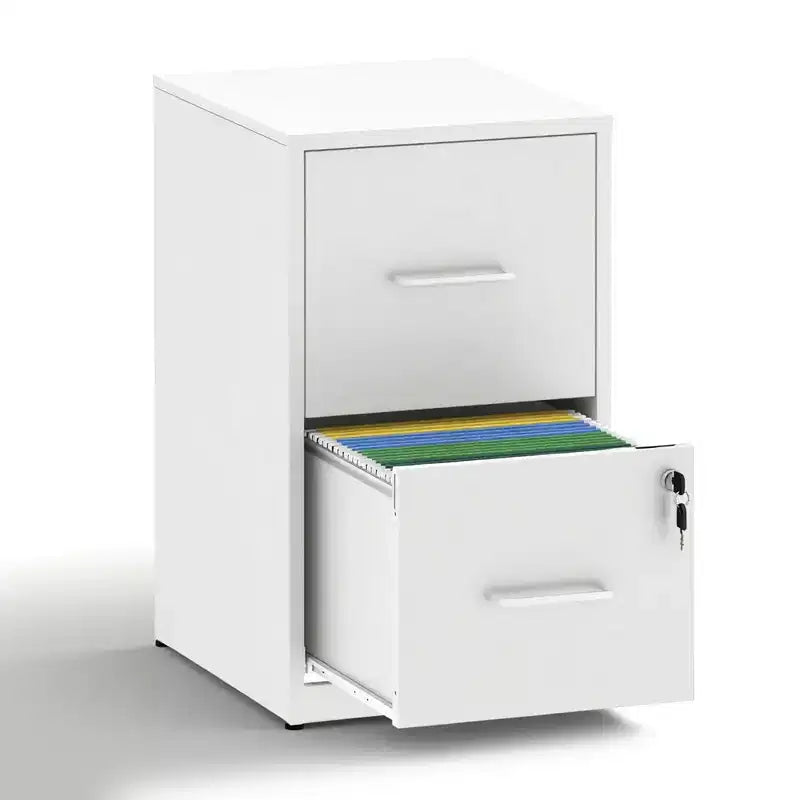 VIYET 25H Armadietto Portadocumenti Verticale a 2 Cassetti con Serratura, Acciaio Resistente per Documenti Formato Letter/Legal/A4/F4, Antiribaltamento per Ufficio Domestico (bianco)