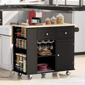 GDFStudio Patsy Movable Kitchen Island with Power Outlet, Drop Leaf and Rubber Wood Top