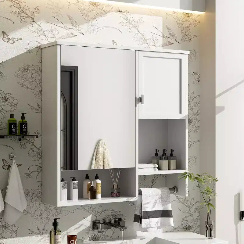 CASAINC Armadietto a Specchio per Bagno con Montaggio a Parete 29'' x 28'' con Barra Portasciugamani