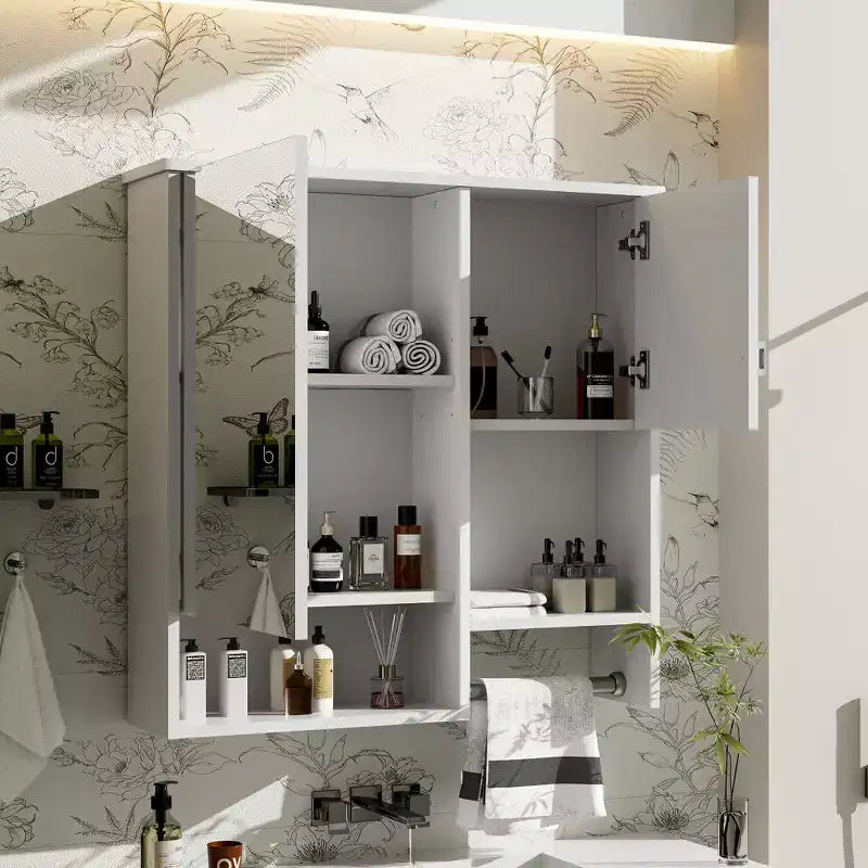 CASAINC Armadietto a Specchio per Bagno con Montaggio a Parete 29'' x 28'' con Barra Portasciugamani