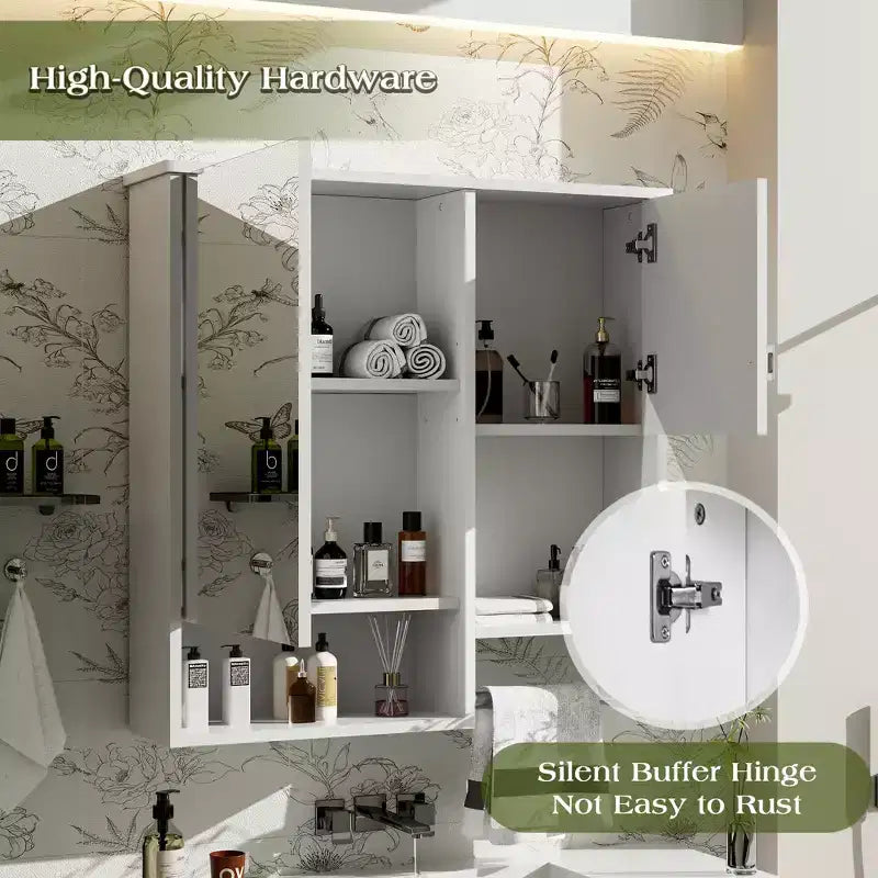 CASAINC Armadietto a Specchio per Bagno con Montaggio a Parete 29'' x 28'' con Barra Portasciugamani