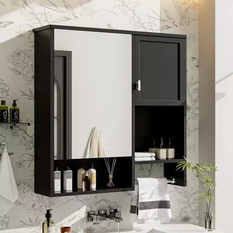 CASAINC Armadietto a Specchio per Bagno con Montaggio a Parete 29'' x 28'' con Barra Portasciugamani