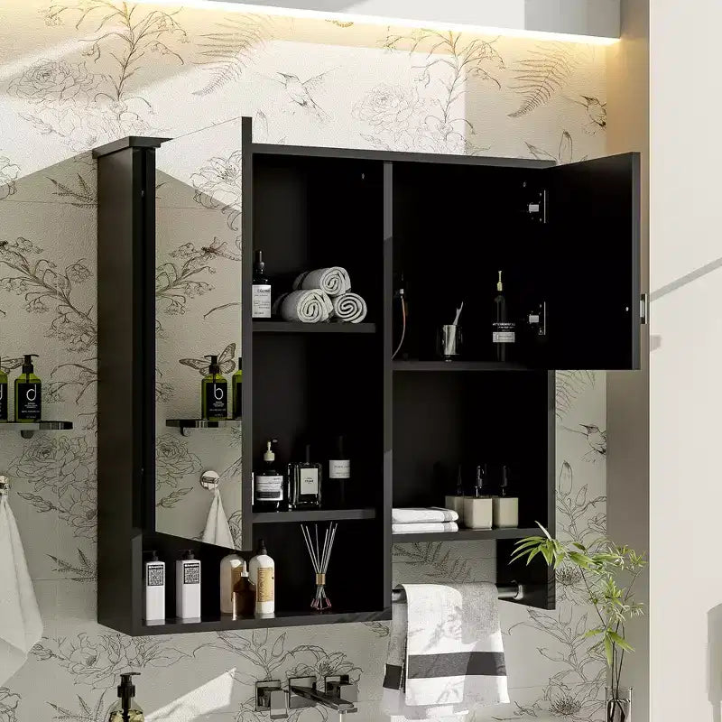 CASAINC Armadietto a Specchio per Bagno con Montaggio a Parete 29'' x 28'' con Barra Portasciugamani