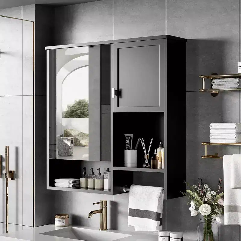 CASAINC Armadietto a Specchio per Bagno con Montaggio a Parete 29'' x 28'' con Barra Portasciugamani