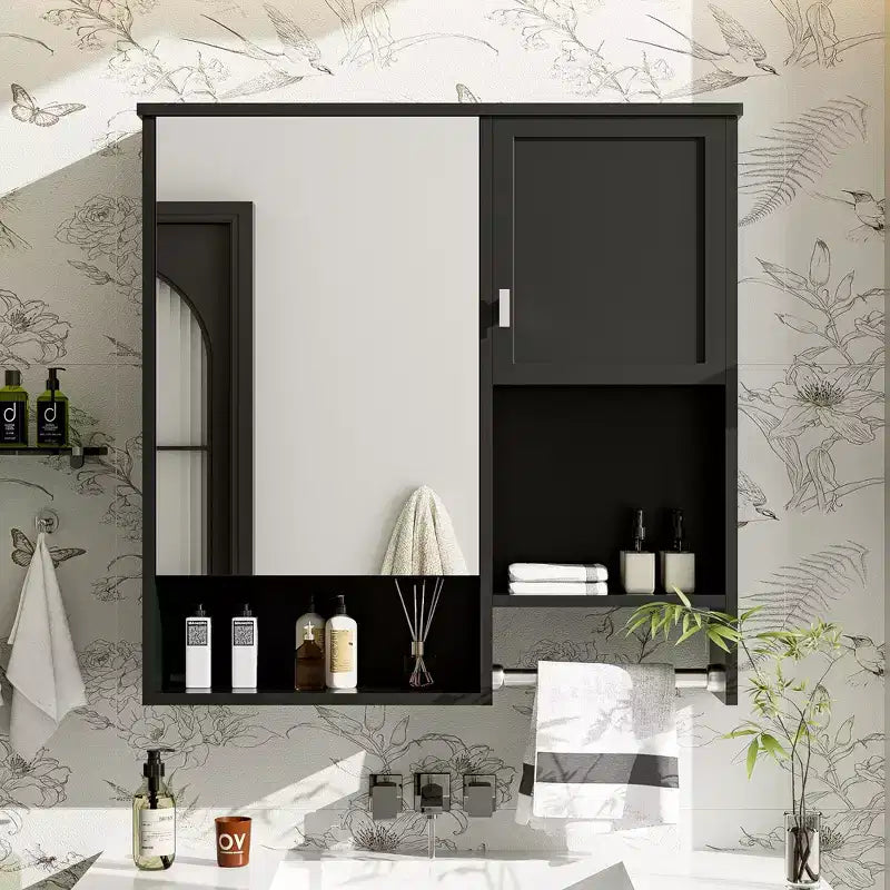 CASAINC Armadietto a Specchio per Bagno con Montaggio a Parete 29'' x 28'' con Barra Portasciugamani