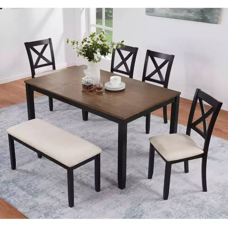MAYEERTY Set da Pranzo Moderno 5 Pezzi, Tavolo in Legno con 4 Sedie, Grigio e Bianco Bicolore