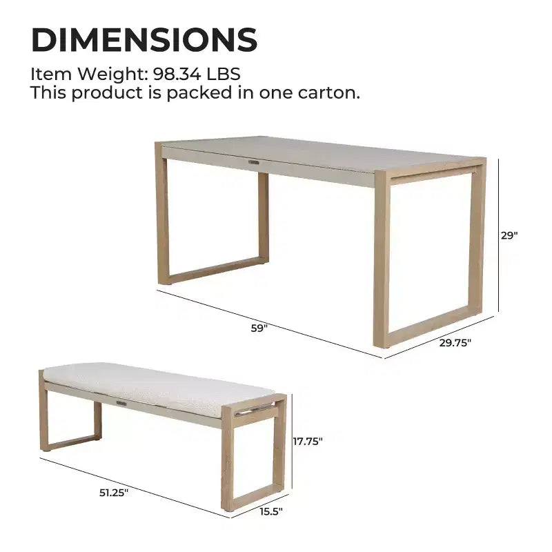 GRANDPATIO 3-Piece Outdoor Dining Set - Seats 2 Faux Wood Finish for Patio