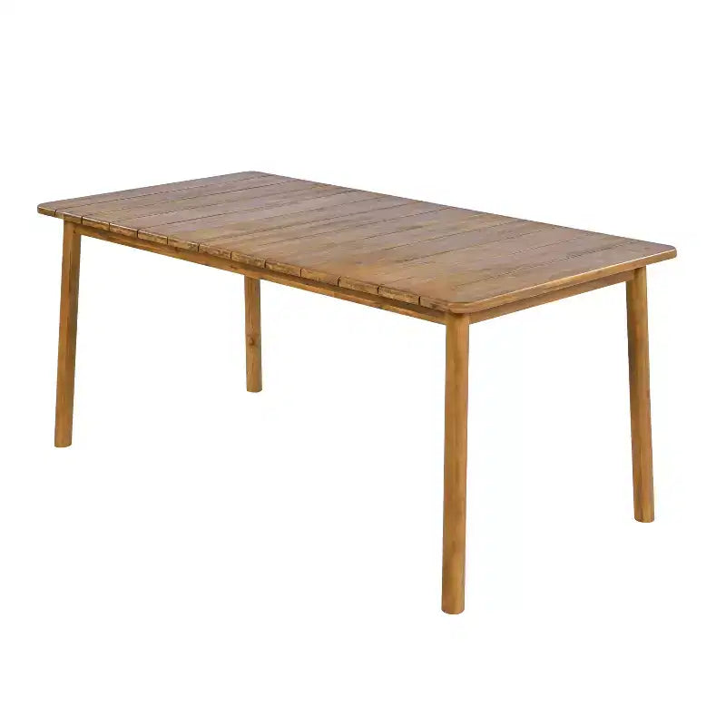 Set da pranzo da esterno 7 pezzi, con 6 sedie in vimini e 1 tavolo da pranzo con finitura teak, piano in legno di acacia - ModernLuxe