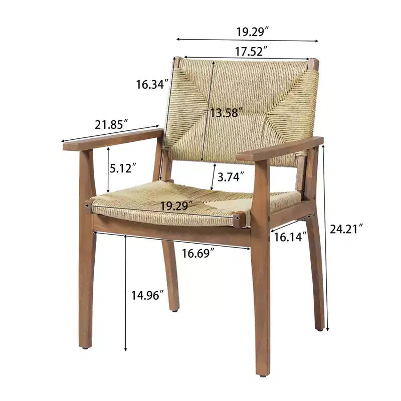 Christopher Knight Home Nan Set da Pranzo da Esterno a 5 Pezzi in Legno di Acacia con 4 Poltrone in Vimini